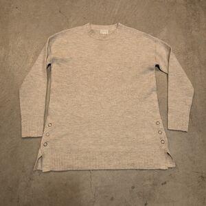 Caslon Cream Knit Tunic Sweater Side Snap Women's S Long Sleeve